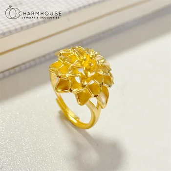 Обручальные кольца золотого цвета для женщин Lady Flowers Кольцо на палец Регулируемое Обручальное кольцо Anillos Bague Femme 2023 Ювелирные подарки