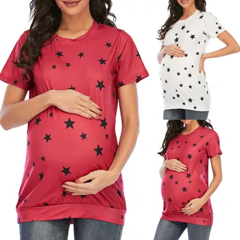 Одежда для беременных; Женская футболка для беременных; Классические топы; футболка; Одежда для будущих мам для беременных; Рубашки с круглым вырезом и коротким рукавом