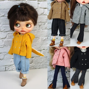 Одежда для куклы Blyth azon OB22 OB24 модная шерстяная куртка, пальто, свитер, джинсы, аксессуары для куклы