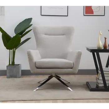 Одноместный диван-кресло из льняной ткани Горячая распродажа, высококачественное современное вращающееся кресло для отдыха