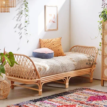 Односпальная кровать из настоящего ротанга, 1 метр, 2 маленькие кровати, детская художественная кровать из ротанга, маленькая гостиная, диван-кровать из ротанга