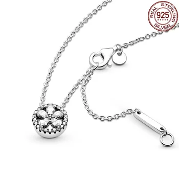 Ожерелье PANDORA из стерлингового серебра 925 пробы со сверкающими снежинками для женщин, подарок на день рождения, юбилейную вечеринку, ювелирные изделия Fahion