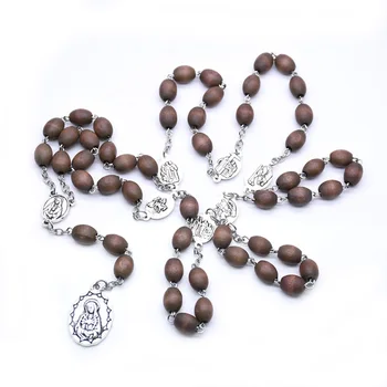 Ожерелье из четок семи печалей, Деревянное ожерелье с подвеской для изгнания нечистой Силы, Богоматерь, Религиозные украшения для молитв, благословения, подарки