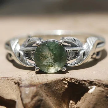 Оригинальные освежающие новые инкрустированные кольца с зелеными драгоценными камнями для женщин серебряные винтажные свежие легкие роскошные цветочные украшения