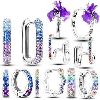 Оригинальные серьги-кольца для женщин из стерлингового серебра 925 пробы, маленькое сердечко, вечные U-образные перья, циркон для женщин, дизайн подарков для вечеринок.