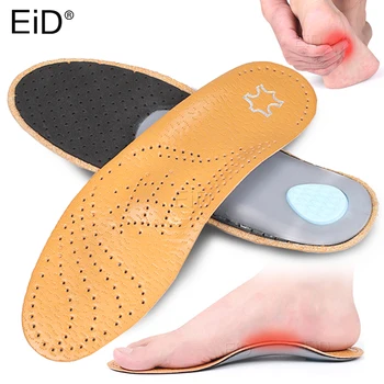 Ортопедическая стелька из натуральной кожи EiD для Плоскостопия, Супинатор для ног, ортопедическая обувь O / X, подошва, Стельки для ног, подходящие для мужчин, женщин, Унисекс