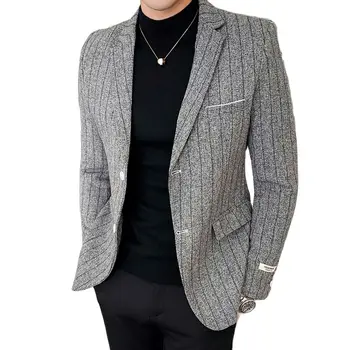 Осень 2021 года, маленький костюм в корейском стиле, мужское повседневное одиночное пальто большого размера в западном стиле, тонкий полосатый маленький костюм