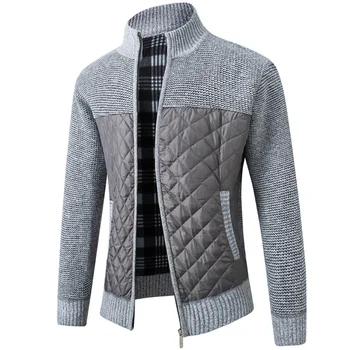 Осень-зима 2022, новая мужская куртка, мужская однотонная толстая теплая куртка, корейский модный мужской свитер, приталенная куртка на молнии с воротником-стойкой