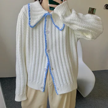 Осень и зима 2023, новый японский свободный свитер в стиле ленивый ветер в стиле ретро, женский Корейский милый вязаный кардиган, верхняя одежда, топ