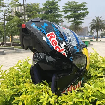 Откидной мотоциклетный шлем с двойными линзами Гоночный анфас шлем Классная модульная шляпа с внутренним солнцезащитным козырьком Защитный шлем Casco
