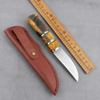 Открытый тактический Дамасский стальной фиксированный прямой нож с деревянной ручкой джунгли кемпинг альпинизм выживание edc инструмент охотничий нож