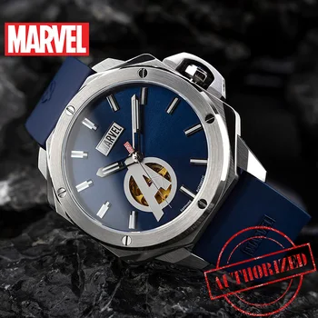 Официальные оригинальные механические часы Marvel Iron Man от Disney с полым кожаным ремешком из нержавеющей стали, Ограниченная версия 2019