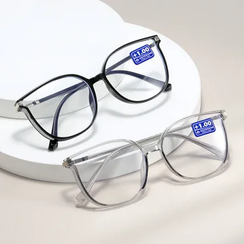 Очки для чтения с синим освещением для женщин, Модные мужские очки для пресбиопии из блестящего металла, модные увеличительные очки для чтения пожилых людей