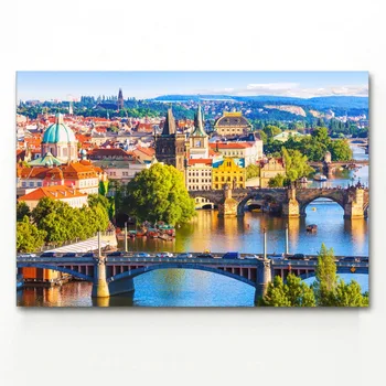 Пейзаж Староместского моста в Праге, городские настенные художественные плакаты и принты, картины на холсте, настенные панно для декора гостиной
