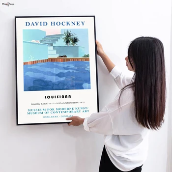 Плакат Дэвида Хокни о плавательном бассейне, эстетическая винтажная картина на холсте в стиле ретро, настенные художественные плакаты и принты, декор гостиной и спальни