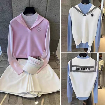 Платье для гольфа Southcape, женский свитер без рукавов, 23 Летний Новый темно-синий воротник, однотонный жилет, спортивная одежда для гольфа, Дышащий трикотаж