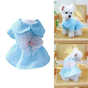 Платья для собак для маленьких девочек-собак Клетчатое платье для собак Платье-пачка Платье принцессы для собак