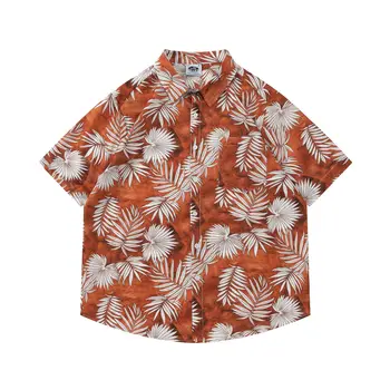 Повседневная Тонкая рубашка с гавайским принтом с заостренным воротником, Мужская Рубашка, Мужская Одежда, Мужские Рубашки