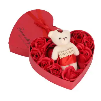 Подарочная коробка с мыльной розой, украшения для дома в форме сердца, яркие цвета, Романтическое мягкое мыло для ванны с цветами, детское