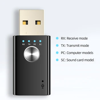 Поддержка USB-адаптера Выход AUX RCA для динамиков Настольный ноутбук телевизор USB-адаптер приемник передатчик Bluetooth-совместимый
