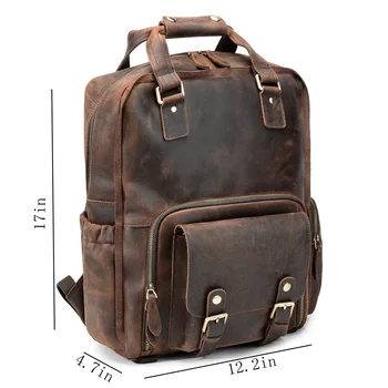 Полноразмерный Кожаный 17-дюймовый рюкзак для ноутбука Travel camera Adventure bag со штативом для беззеркальных камер, фотоаппаратов мгновенной печати и DSLR