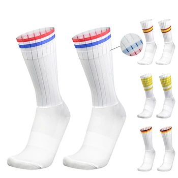 Полосатые велосипедные носки Pro Team Aero, нескользящие бесшовные силиконовые носки для бега, спортивные носки для шоссейных велосипедов