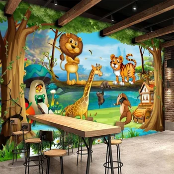 Пользовательские обои 3d эстетический мультфильм лес детская комната фреска фон детской комнаты украшение стен Papel de parede