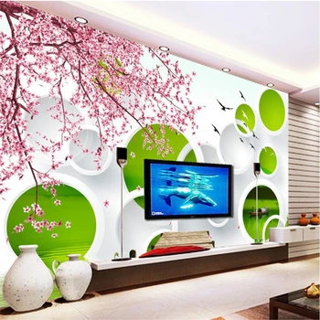 Пользовательские обои beibehang Jiangnan Spring 3D Circle TV Background Гостиная Декоративная Роспись стен спальни