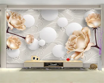 Пользовательские обои современный европейский стиль простая мода роза 3D трехмерная роскошная гостиная телевизор диван фон настенная роспись