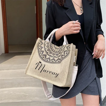 Пользовательское название Портативная сумка для мамы большой емкости, персонализированная новая модная сумка через плечо, женские простые сумки для покупок