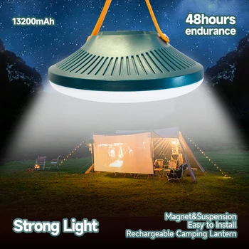Портативная аварийная магнитная лампа, мощная палатка с регулируемой яркостью для улицы с лампочкой-фонариком, рабочий водонепроницаемый фонарь для кемпинга 13200 мАч