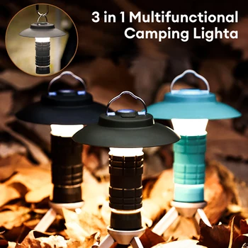 Портативный Походный фонарь с магнитной USB-батареей, 3 режима освещения, Походный фонарь, Наружный светодиодный фонарик, Принадлежности для палаточного лагеря