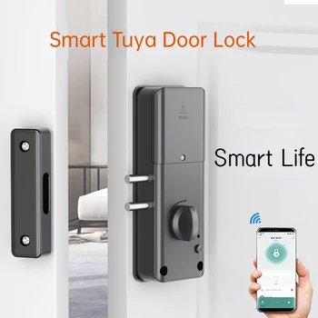 Приложение Tuya, дистанционное управление, Bluetooth, электронный умный дверной замок, IC-карта, Моторный замок, Невидимый, без ключа, Без сверления отверстий.