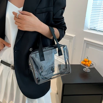 Прозрачная женская сумка, одобренная Стадионом, однотонная сумка через плечо, водонепроницаемая женская косметичка из ПВХ, женская сумка для поездок на работу