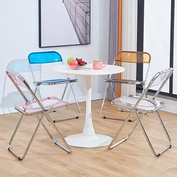 Прозрачный складной стул Accent, модный обеденный стул Crystal, легкая роскошная спинка стула, кресло для фотосъемки вживую, мебель для макияжа
