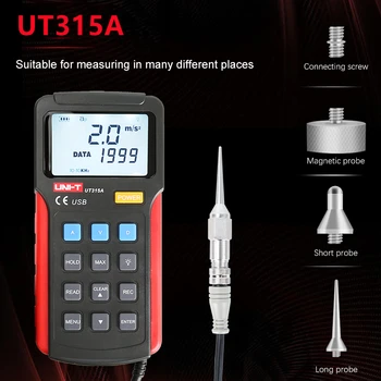 Промышленный цифровой виброметр UNI-T UT315A, зонд Вибрация-анализатор, Прецизионное измерение, вибрационный тестер Ручной