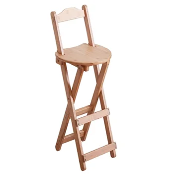 Простой барный стул со складной спинкой, барный стул для ресторана, барный стул для гостиной, Кухня из массива дерева, Высокий табурет, стул