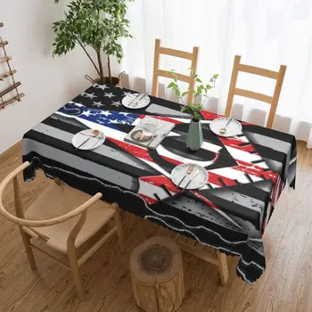 Прямоугольная приталенная скатерть Mason с американским флагом, Маслостойкая скатерть для стола на открытом воздухе 45 