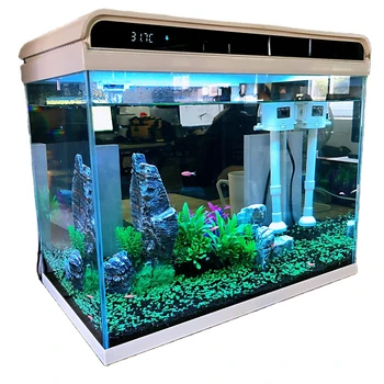 прямоугольный маленький акриловый аквариум для рыб, стеклянный аквариум с фильтром и светодиодной подсветкой, аквариум с медузами, аквариум с цифровым экраном