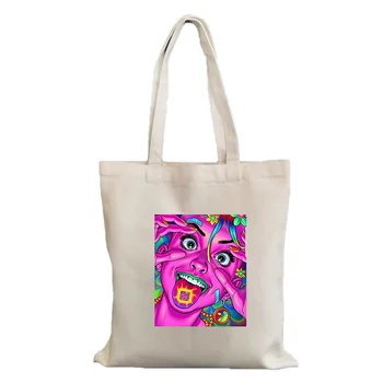 Психоделический Триппер Сексуальная Женская Осознанная Мечта Harajuku графическая Холщовая Сумка Для Покупок Через плечо Многоразовая женская холщовая сумка для покупок