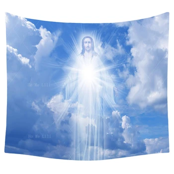 Религиозная концепция Иисуса Христа, сияющего на небесах, гобелен от Ho Me Lili для декора гостиной