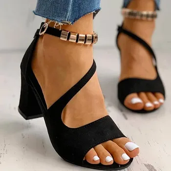 Римские сандалии, женская удобная повседневная обувь на мягкой подошве, летние сандалии с ремешком и пряжкой, на массивном каблуке, выдалбливают нескользящие сандалии