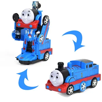 Робот-трансформер электропоезда Thomas, музыкальный звуковой световой поезд, игрушка-трансформер, детские развивающие игрушки, подарок на день рождения