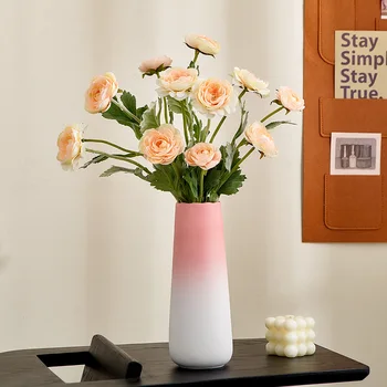 Розовая градиентная ваза, Керамическая ваза для цветов, Декор комнаты, Современное украшение дома, Роскошное украшение гостиной, Садовые горшки и кашпо