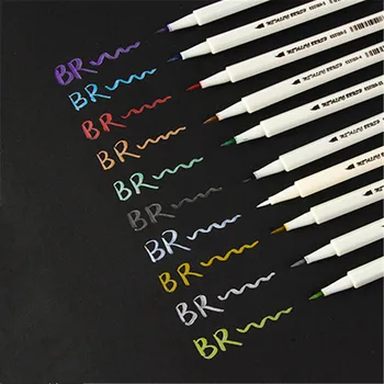 Роскошное качество 0 Металлическая цветная кисть, художественный маркер, ручки для рисования, школьные канцелярские принадлежности для студентов