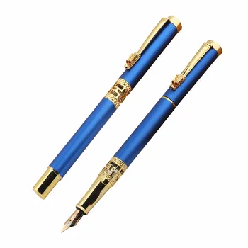 Роскошное качество 7065 Синий дракон Бизнес Офисная авторучка Студенческие школьные канцелярские принадлежности Чернильные ручки