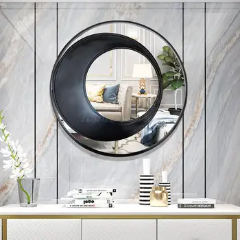 Роскошное настенное декоративное зеркало в Скандинавской раме, Металлическое круглое зеркало для макияжа, Декоративная рама, Золотые настенные зеркала в стиле Мируар Для спальни