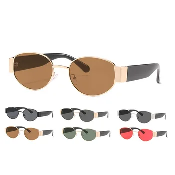 Роскошные Дизайнерские овальные металлические солнцезащитные очки высокого класса, женские стильные очки в стиле ретро с тонировкой UV400, солнцезащитные очки для ежедневного использования в путешествиях