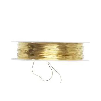Рулон ленты 22 м из металлической проволоки для кустарного изготовления ювелирных изделий 0,3 мм- золотой