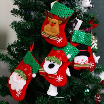Санта Клаус, Снеговик, украшение Рождественской елки, Детские подарочные носки, Рождественские подарочные пакеты для новогоднего украшения дома, 1шт